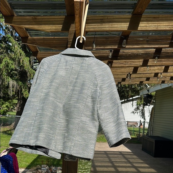 Christopher & Banks Missy Tweed Coat Jacket Grey& Black Women's Large Classy EUC - Picture 6 of 15